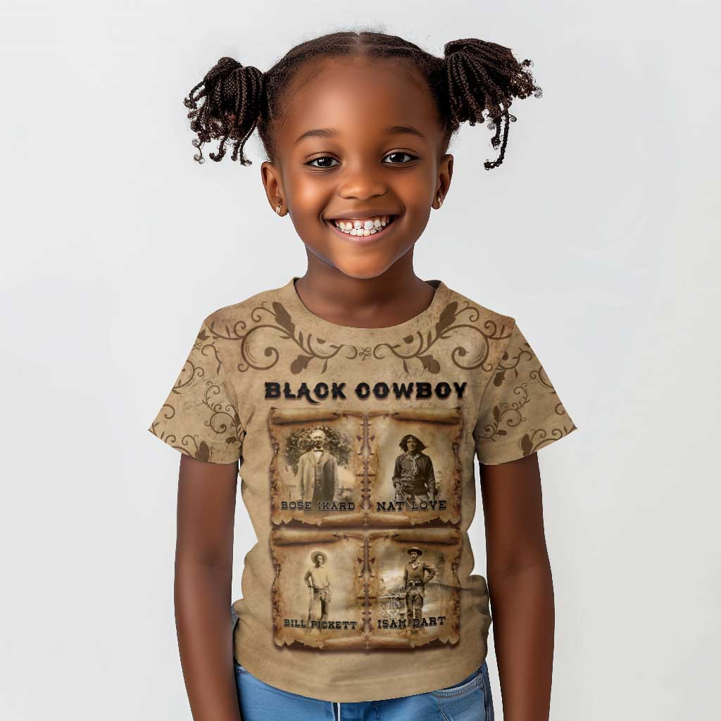 Black Cowboy Kid T shirt African American Black History Western Grunge - African Pride