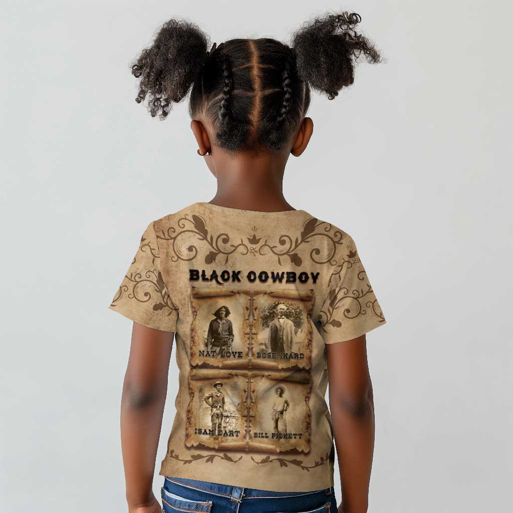 Black Cowboy Kid T shirt African American Black History Western Grunge - African Pride