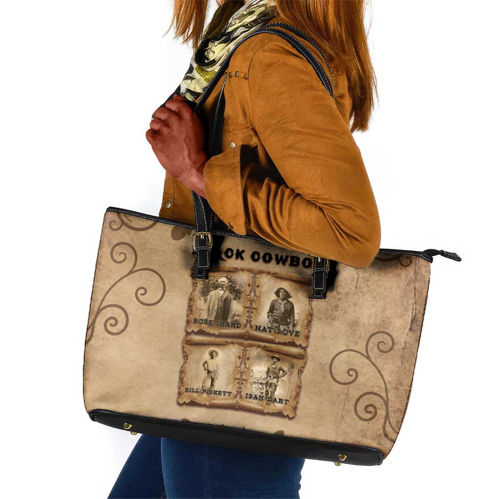 Black Cowboy Leather Tote Bag African American Black History Western Grunge - African Pride