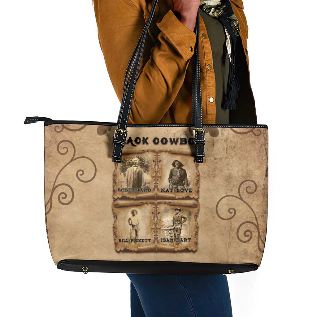 Black Cowboy Leather Tote Bag African American Black History Western Grunge - African Pride