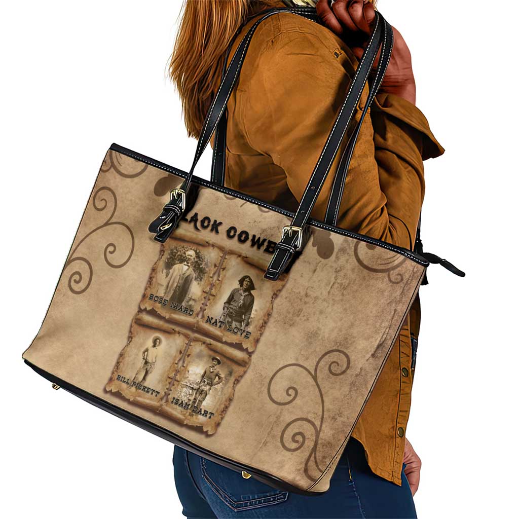Black Cowboy Leather Tote Bag African American Black History Western Grunge - African Pride