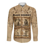 Black Cowboy Long Sleeve Button Shirt African American Black History Western Grunge - African Pride