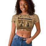 Black Cowboy Raglan Cropped T shirt African American Black History Western Grunge - African Pride