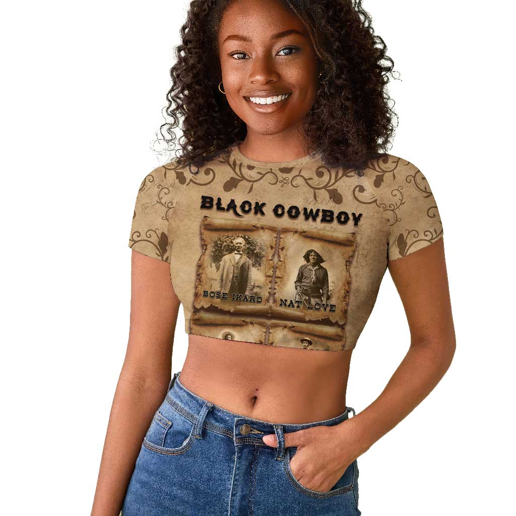 Black Cowboy Raglan Cropped T shirt African American Black History Western Grunge - African Pride