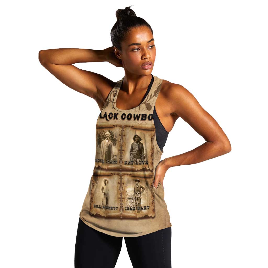 Black Cowboy Women Racerback Tank African American Black History Western Grunge - African Pride