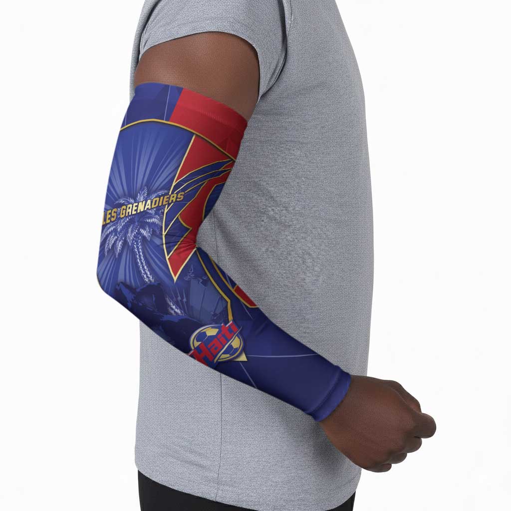 Custom Afro-Haitians Football Arm Sleeves Haitian Palm Tree Unique Style