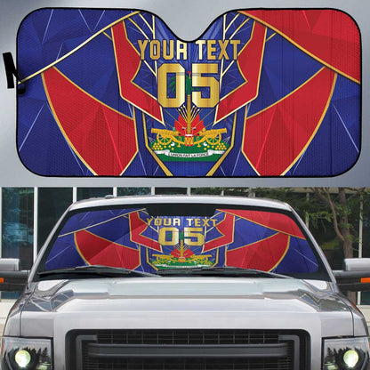 Custom Afro-Haitians Football Auto Sun Shade Haitian Palm Tree Unique Style