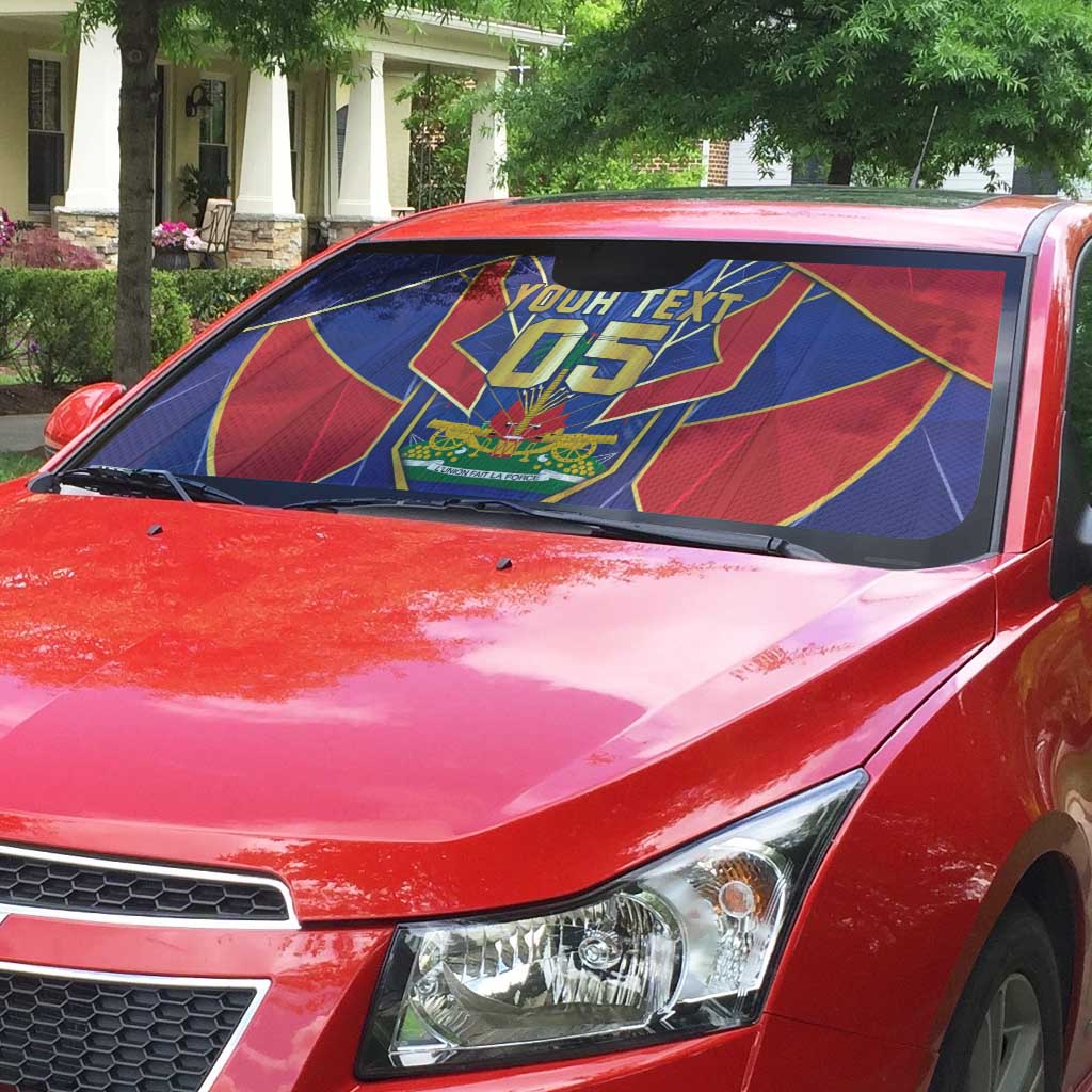 Custom Afro-Haitians Football Auto Sun Shade Haitian Palm Tree Unique Style