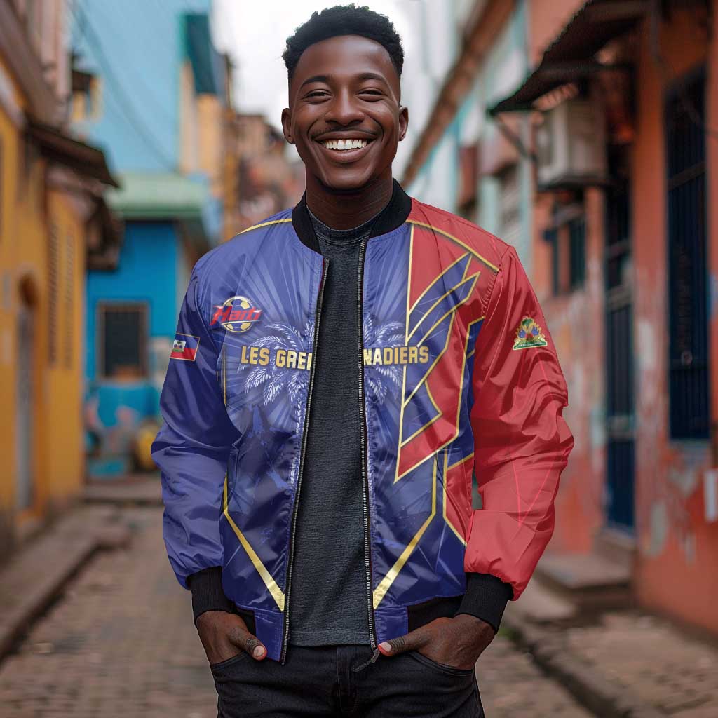 Custom Afro-Haitians Football Bomber Jacket Haitian Palm Tree Unique Style