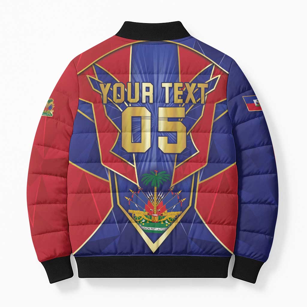 Custom Afro-Haitians Football Bomber Puffer Jacket Haitian Palm Tree Unique Style