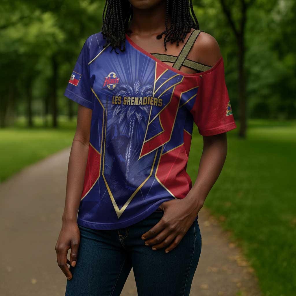 Custom Afro-Haitians Football Cross Shoulder Shirt Haitian Palm Tree Unique Style
