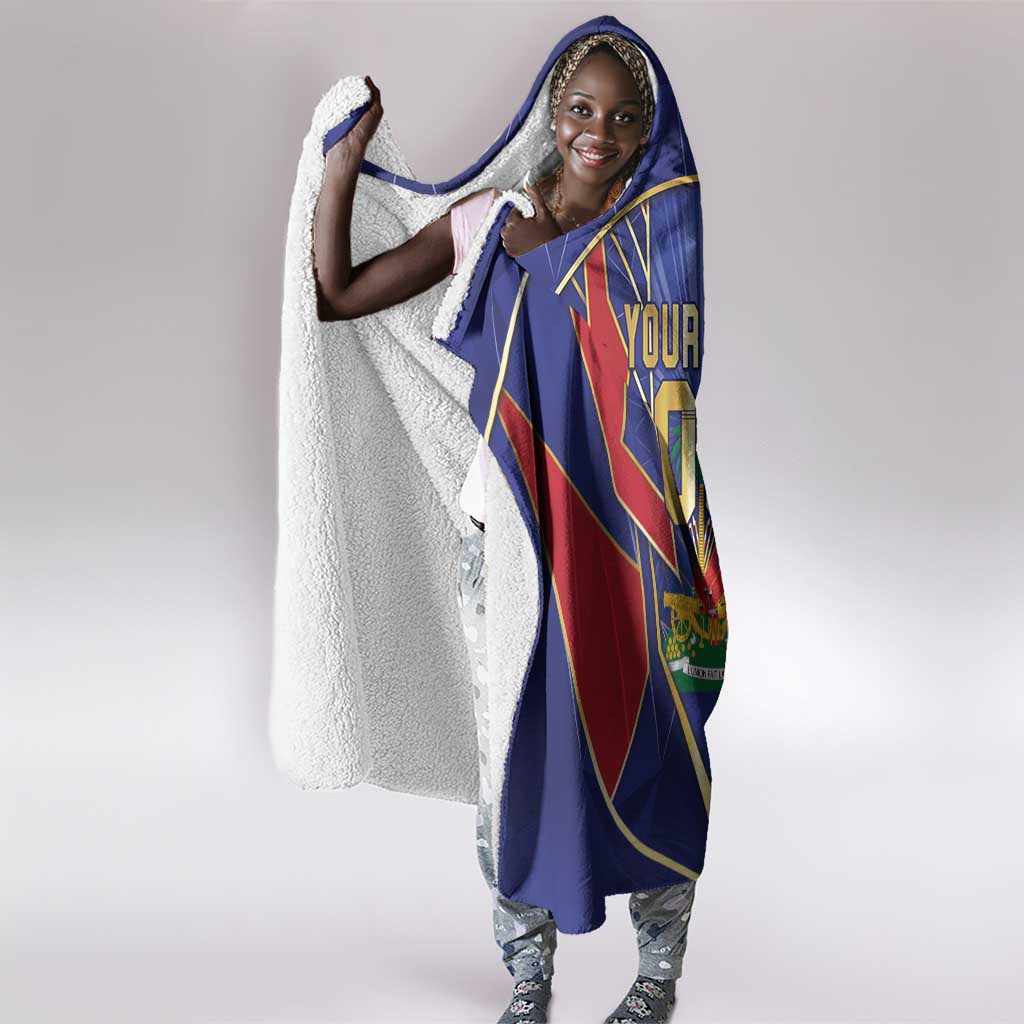 Custom Afro-Haitians Football Hooded Blanket Haitian Palm Tree Unique Style