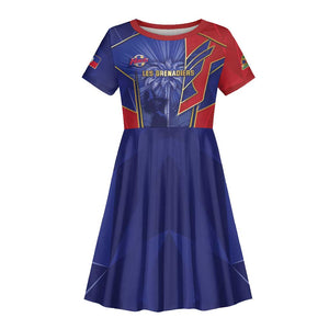 Custom Afro-Haitians Football Kid Short Sleeve Dress Haitian Palm Tree Unique Style