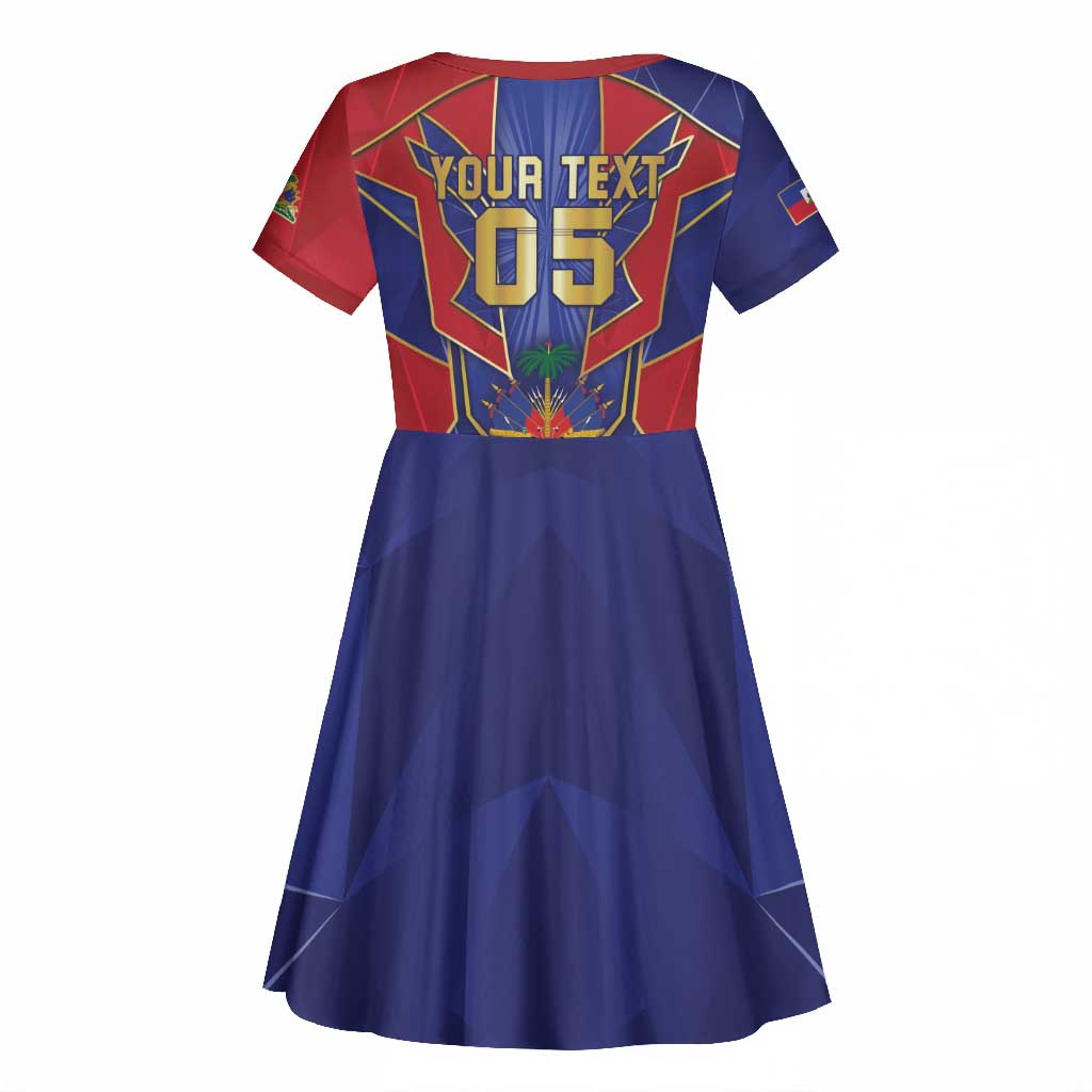 Custom Afro-Haitians Football Kid Short Sleeve Dress Haitian Palm Tree Unique Style
