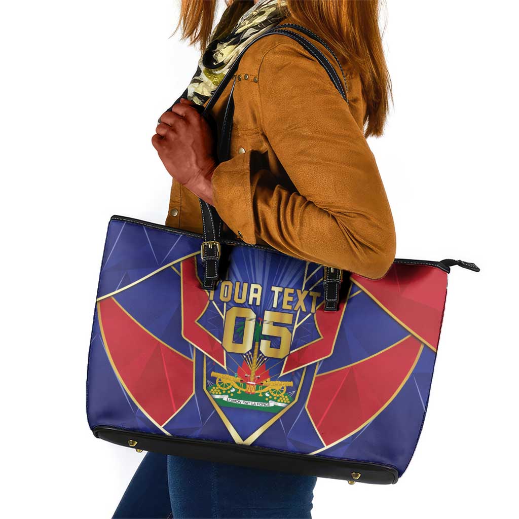 Custom Afro-Haitians Football Leather Tote Bag Haitian Palm Tree Unique Style