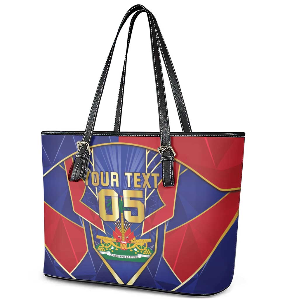 Custom Afro-Haitians Football Leather Tote Bag Haitian Palm Tree Unique Style