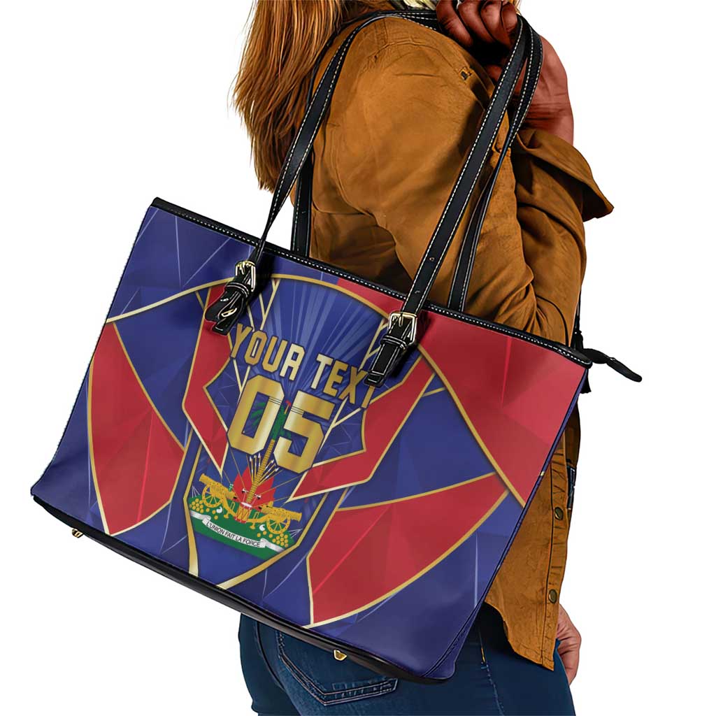 Custom Afro-Haitians Football Leather Tote Bag Haitian Palm Tree Unique Style