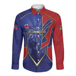 Custom Afro-Haitians Football Long Sleeve Button Shirt Haitian Palm Tree Unique Style