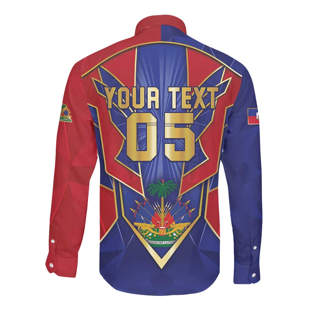 Custom Afro-Haitians Football Long Sleeve Button Shirt Haitian Palm Tree Unique Style