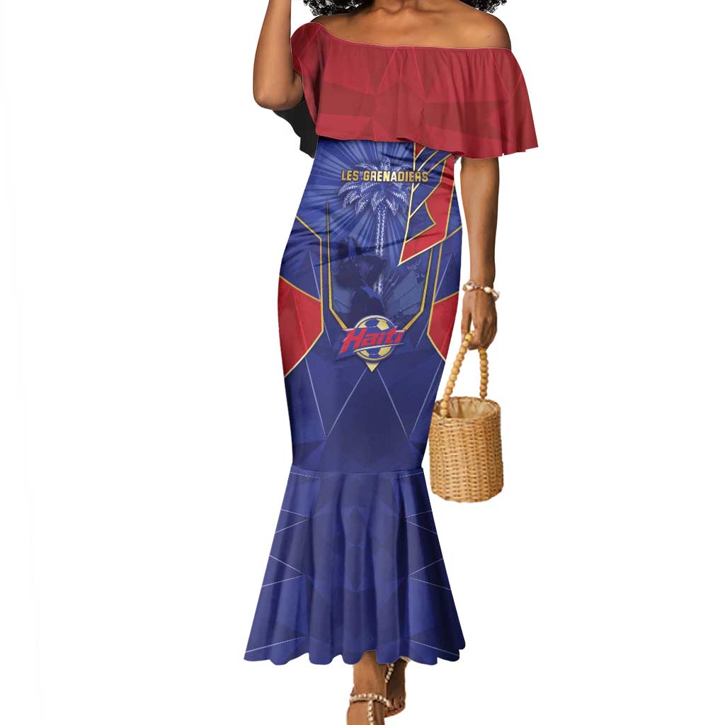 Custom Afro-Haitians Football Mermaid Dress Haitian Palm Tree Unique Style