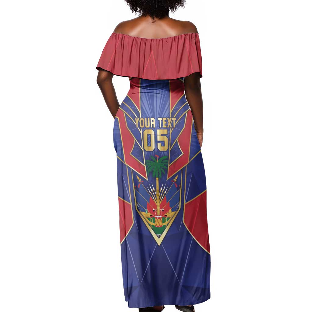 Custom Afro-Haitians Football Off Shoulder Maxi Dress Haitian Palm Tree Unique Style