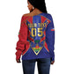 Custom Afro-Haitians Football Off Shoulder Sweater Haitian Palm Tree Unique Style