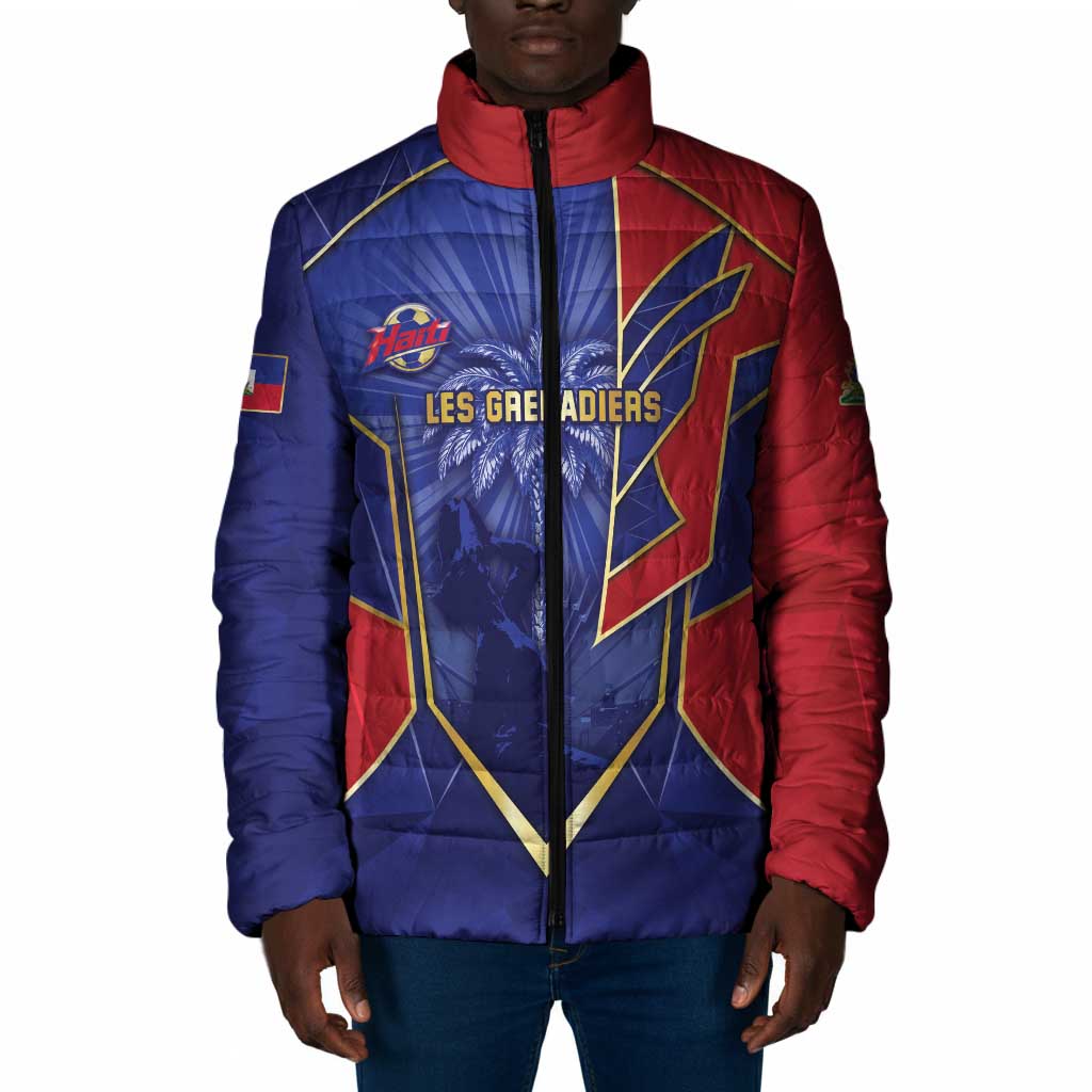 Custom Afro-Haitians Football Padded Jacket Haitian Palm Tree Unique Style