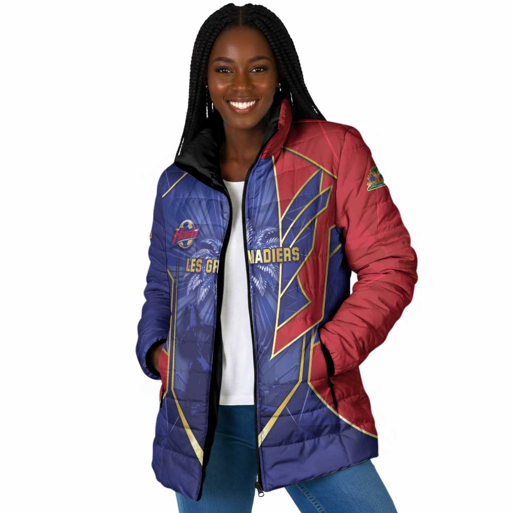 Custom Afro-Haitians Football Padded Jacket Haitian Palm Tree Unique Style