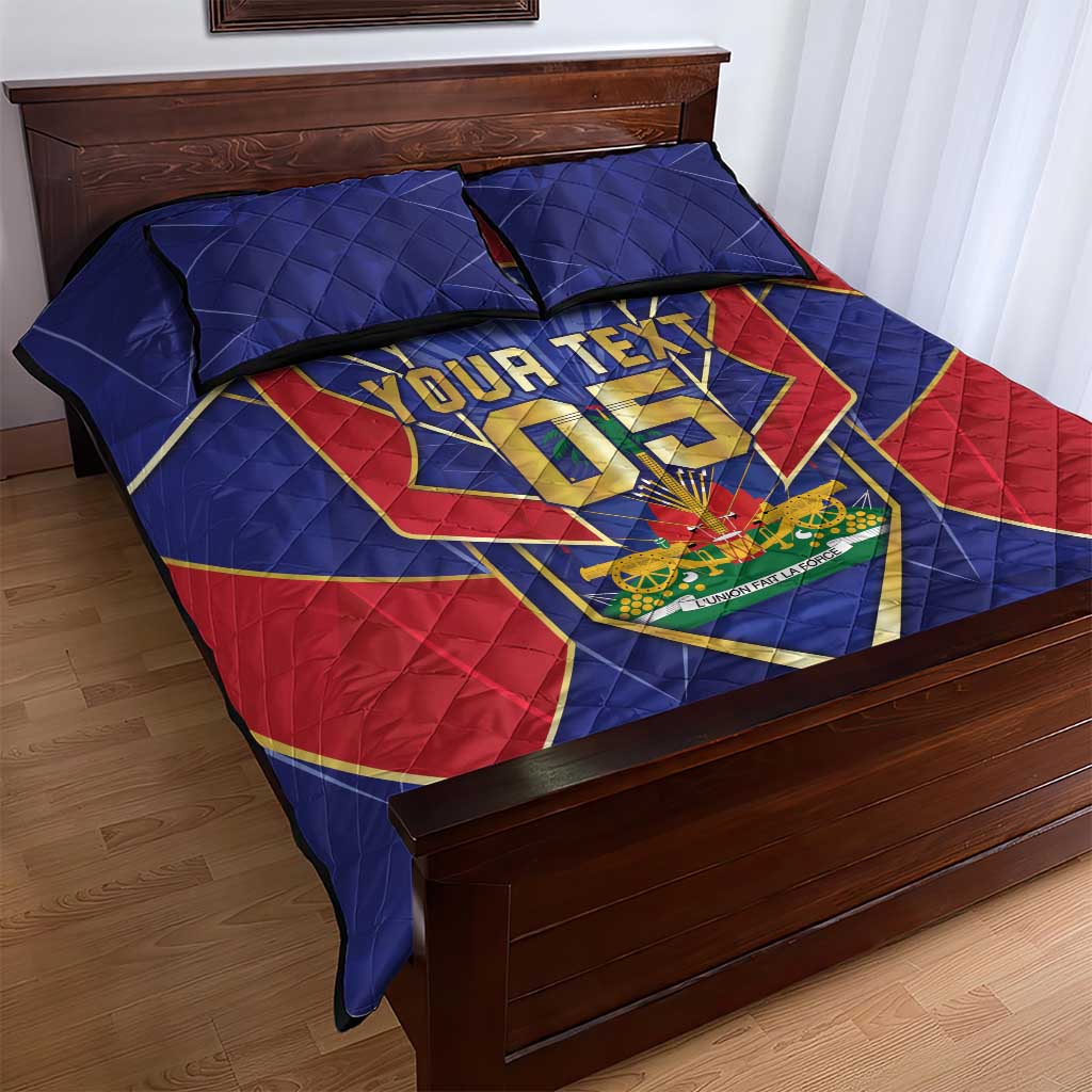 Custom Afro-Haitians Football Quilt Bed Set Haitian Palm Tree Unique Style