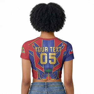 Custom Afro-Haitians Football Raglan Cropped T shirt Haitian Palm Tree Unique Style