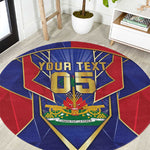 Custom Afro-Haitians Football Round Carpet Haitian Palm Tree Unique Style