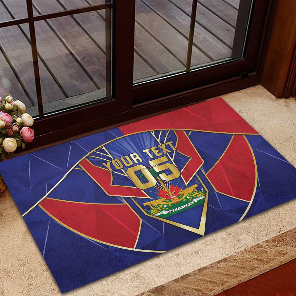 Custom Afro-Haitians Football Rubber Doormat Haitian Palm Tree Unique Style