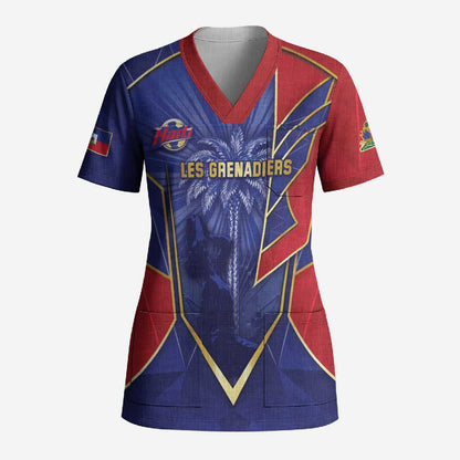 Custom Afro-Haitians Football Scrub Top Haitian Palm Tree Unique Style