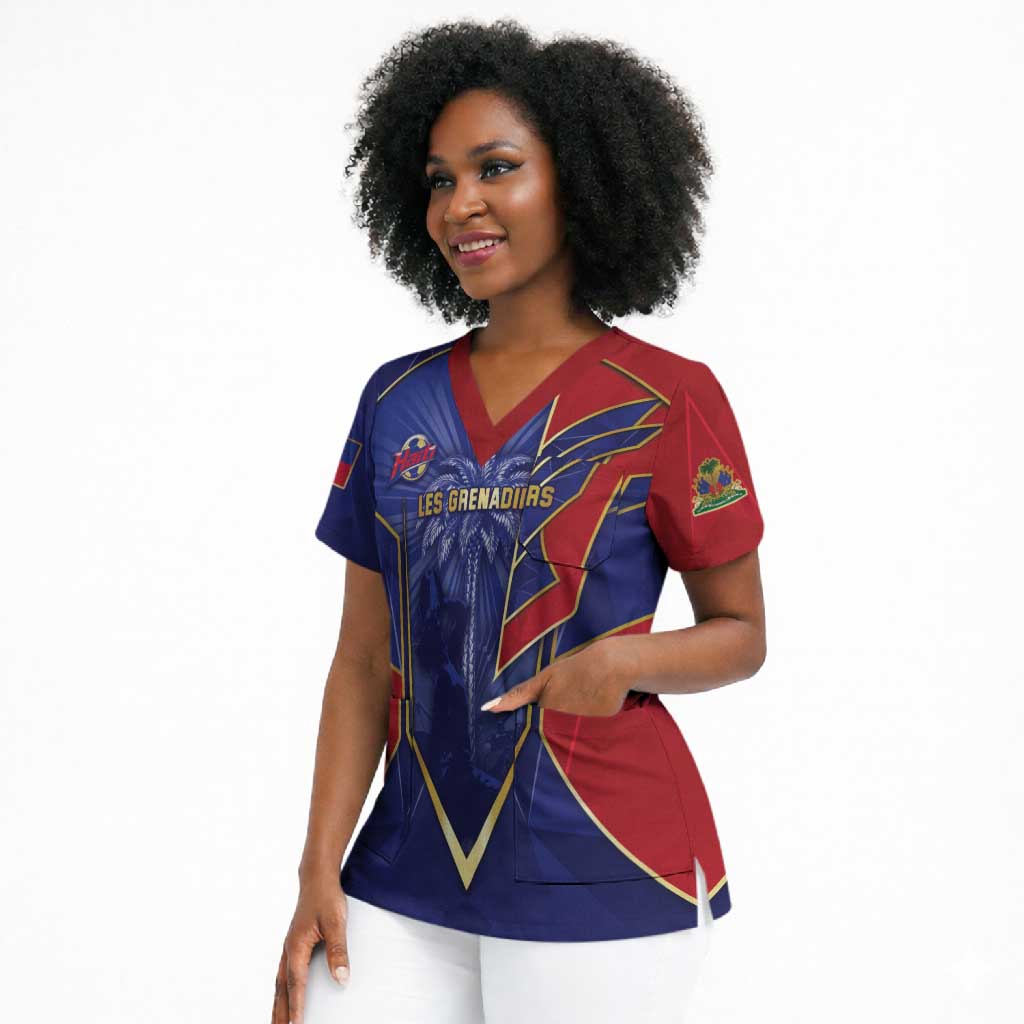 Custom Afro-Haitians Football Scrub Top Haitian Palm Tree Unique Style