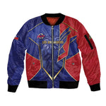 Custom Afro-Haitians Football Sleeve Zip Bomber Jacket Haitian Palm Tree Unique Style
