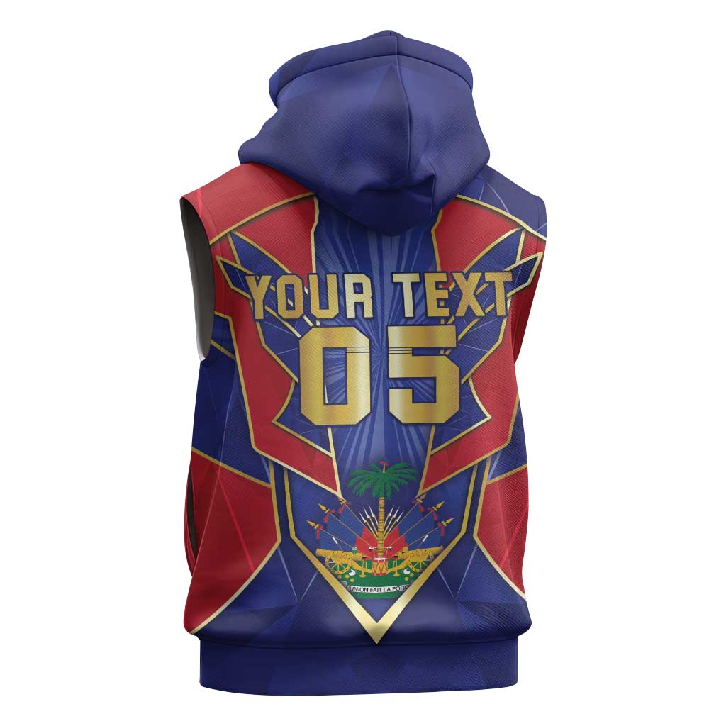 Custom Afro-Haitians Football Sleeveless Hoodie Haitian Palm Tree Unique Style