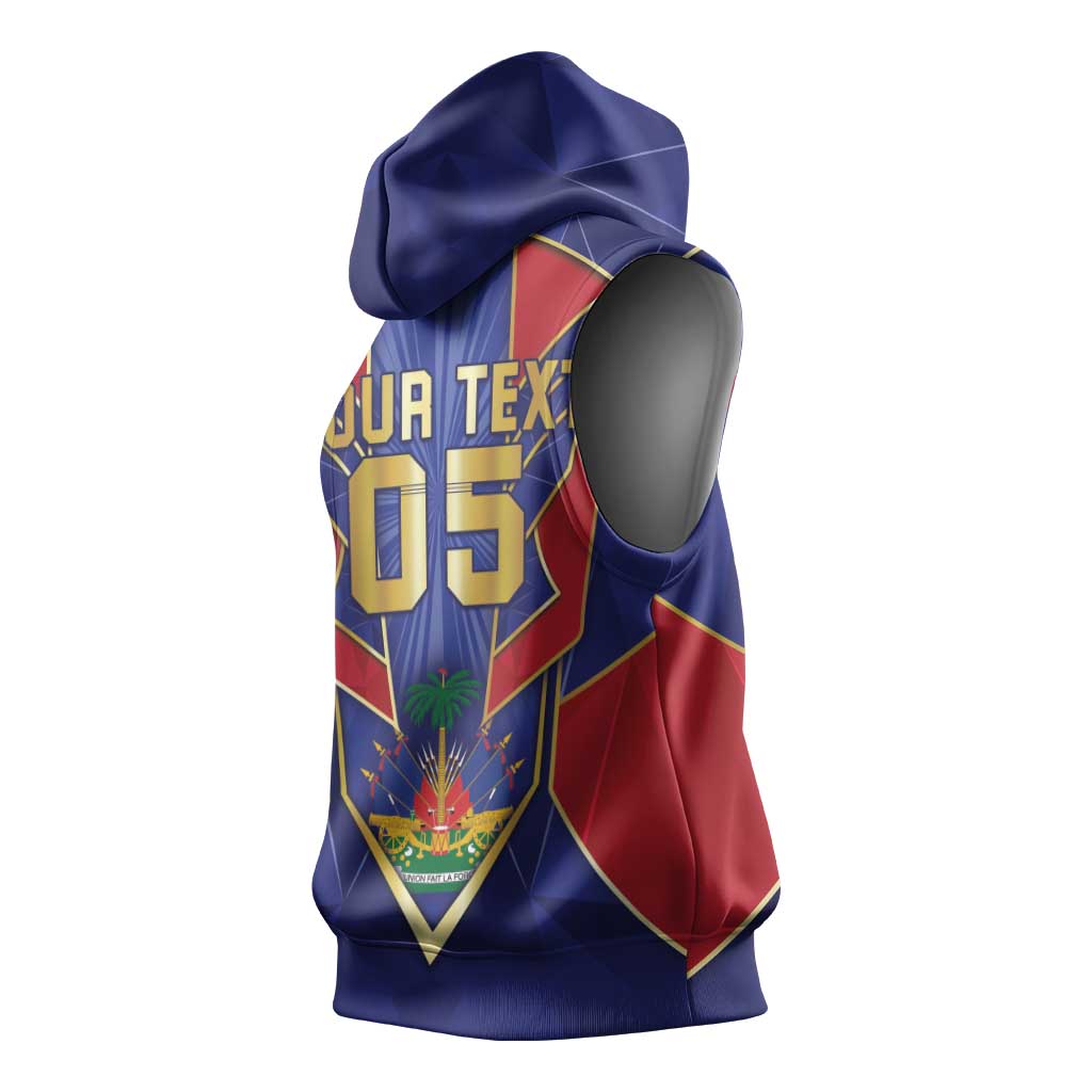 Custom Afro-Haitians Football Sleeveless Hoodie Haitian Palm Tree Unique Style