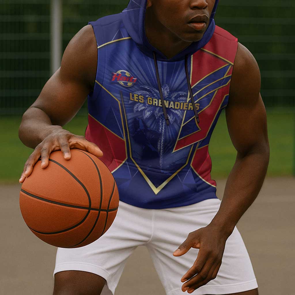 Custom Afro-Haitians Football Sleeveless Hoodie Haitian Palm Tree Unique Style