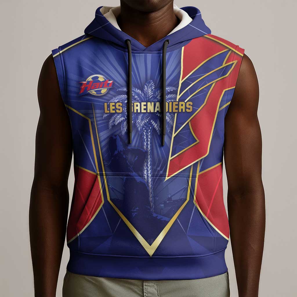 Custom Afro-Haitians Football Sleeveless Hoodie Haitian Palm Tree Unique Style