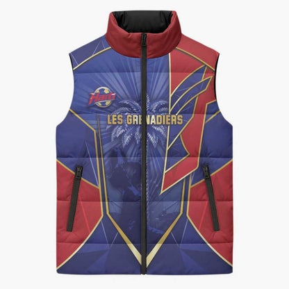 Custom Afro-Haitians Football Sleeveless Puffer Jacket Haitian Palm Tree Unique Style