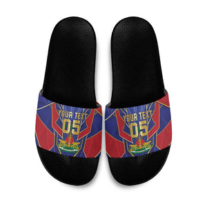 Custom Afro-Haitians Football Slide Sandals Haitian Palm Tree Unique Style