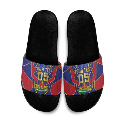 Custom Afro-Haitians Football Slide Sandals Haitian Palm Tree Unique Style
