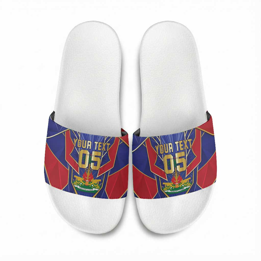 Custom Afro-Haitians Football Slide Sandals Haitian Palm Tree Unique Style
