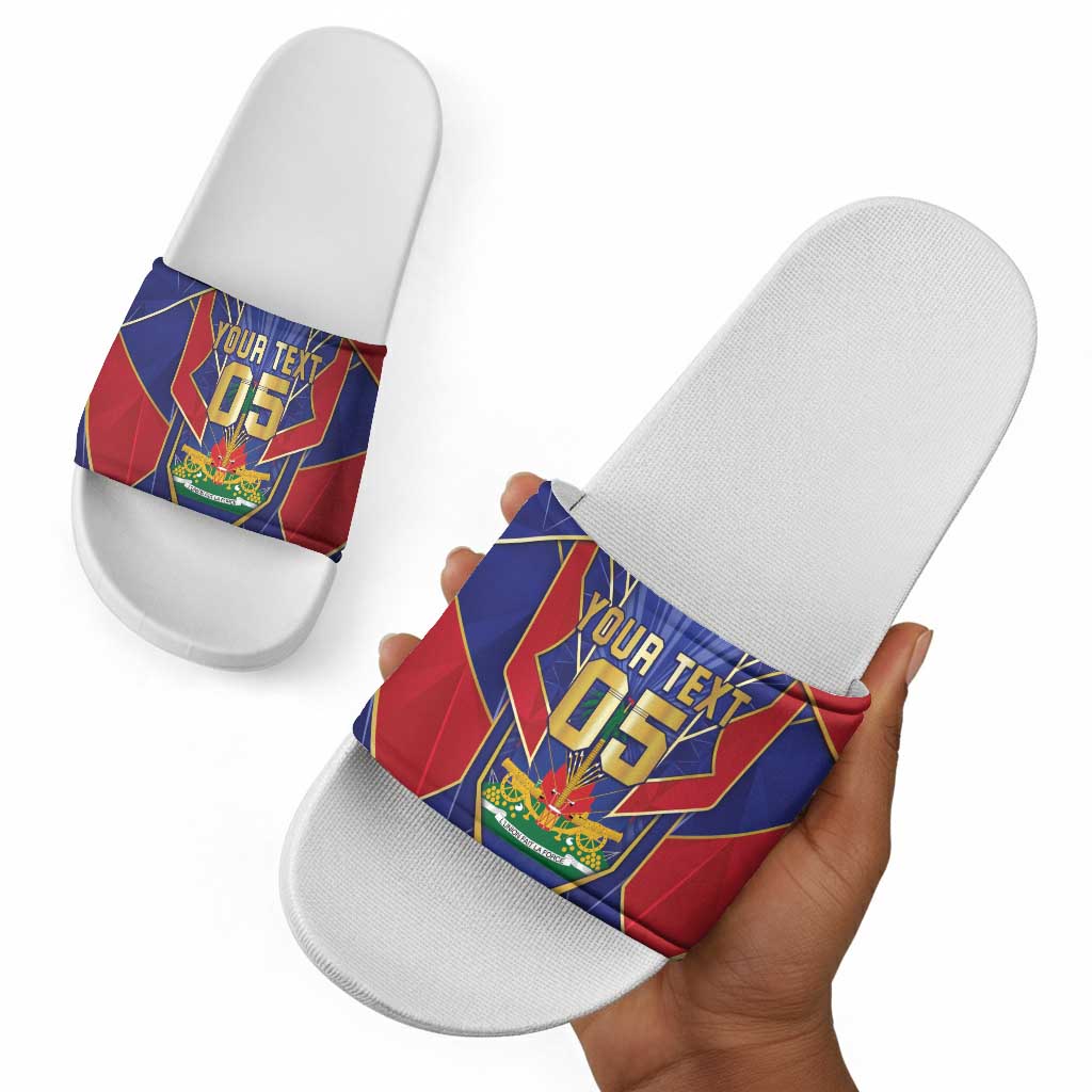 Custom Afro-Haitians Football Slide Sandals Haitian Palm Tree Unique Style