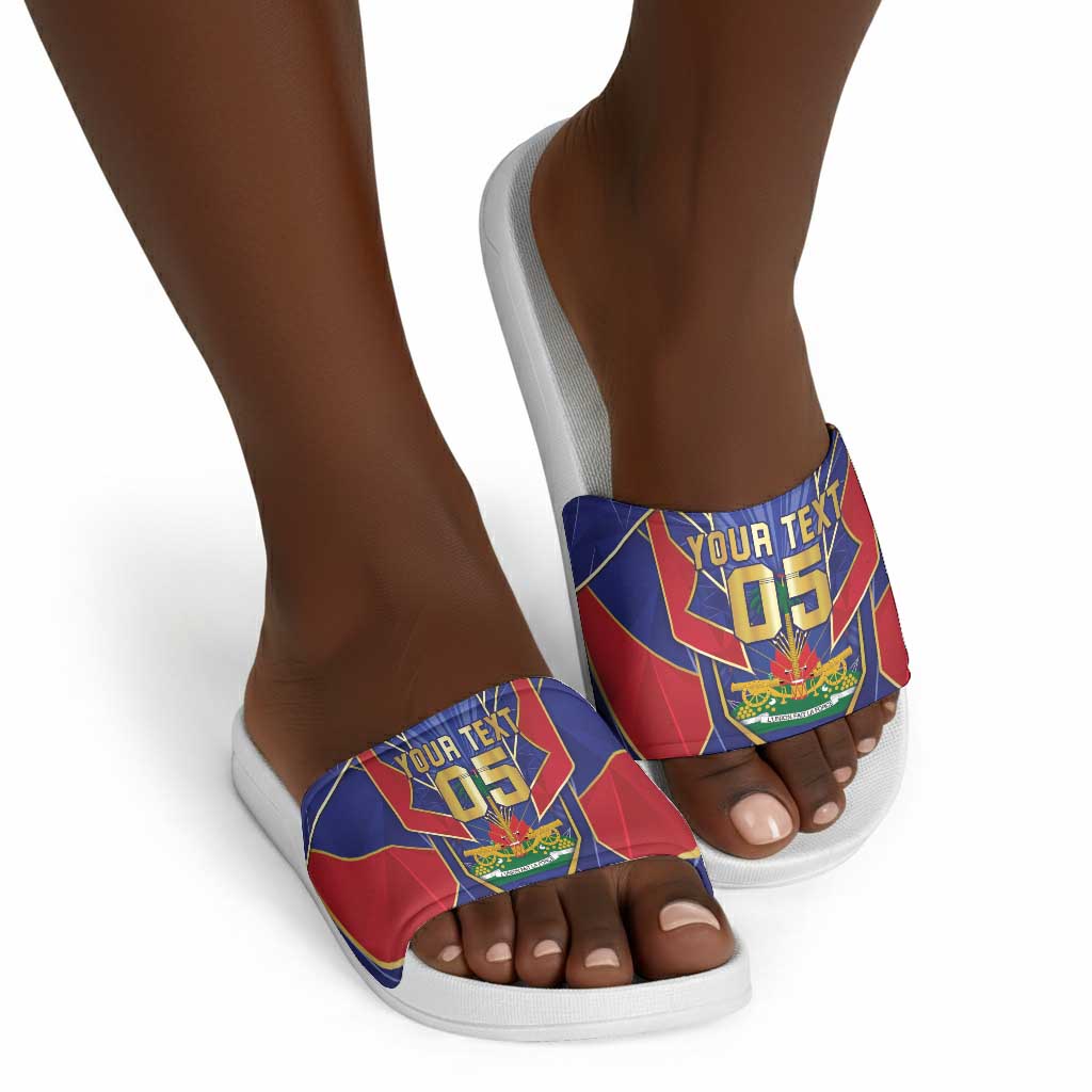 Custom Afro-Haitians Football Slide Sandals Haitian Palm Tree Unique Style