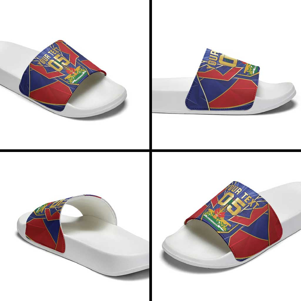 Custom Afro-Haitians Football Slide Sandals Haitian Palm Tree Unique Style