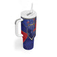 Custom Afro-Haitians Football Tumbler With Handle Haitian Palm Tree Unique Style