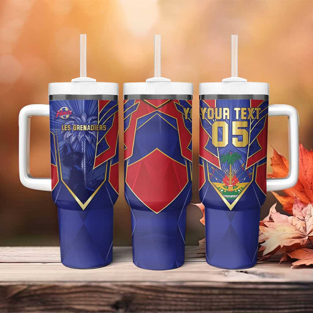 Custom Afro-Haitians Football Tumbler With Handle Haitian Palm Tree Unique Style