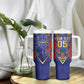 Custom Afro-Haitians Football Tumbler With Handle Haitian Palm Tree Unique Style