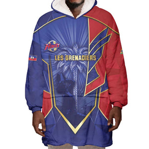 Custom Afro-Haitians Football Wearable Blanket Hoodie Haitian Palm Tree Unique Style
